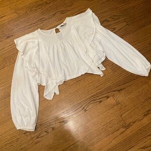 Topshop White Ruffle crop top